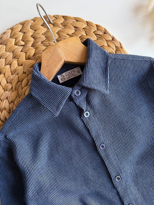 Winter Cool Oversize Kesim Kadife Gömlekli İkili Takım - Mavi