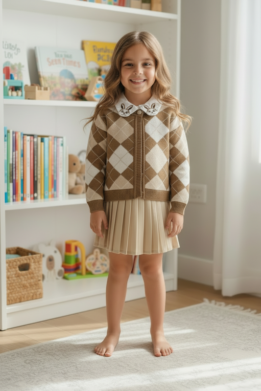 Tavşan Yakalı 3'li Kız Çocuk Takım