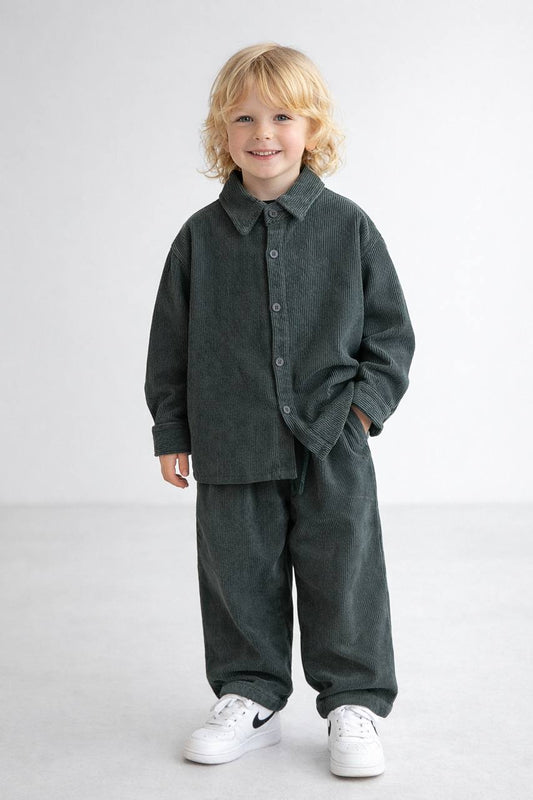 Winter Cool Oversize Kesim Kadife Gömlekli İkili Takım