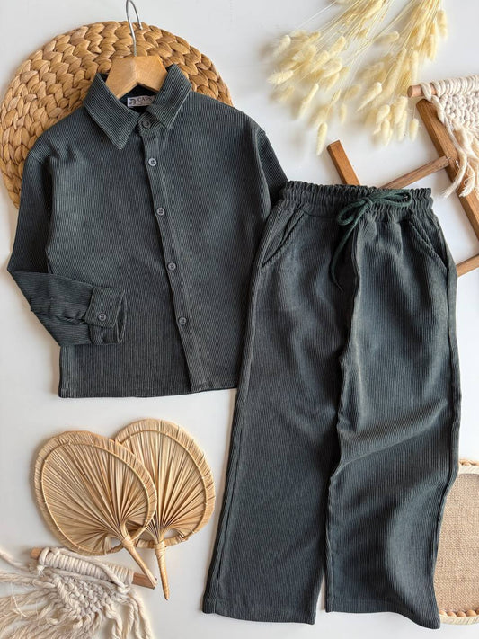 Winter Cool Oversize Kesim Kadife Gömlekli İkili Takım